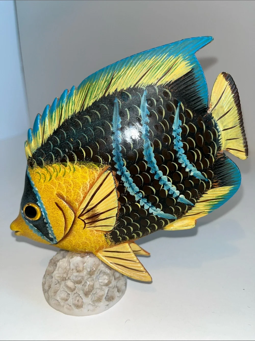 Decorative Tropical Fish Figurine - Yellow & Blue